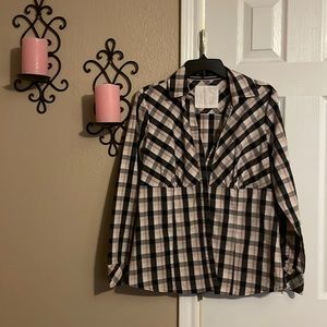 Black/Pink/Tan Womens Button Down Top